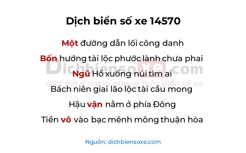 Dịch thơ biển số 14570