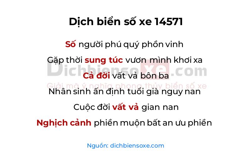 Dịch thơ biển số 14571