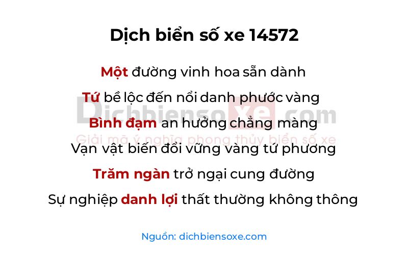 Dịch thơ biển số 14572