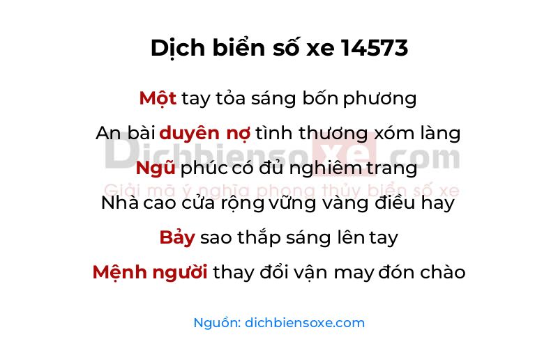 Dịch thơ biển số 14573