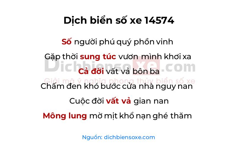 Dịch thơ biển số 14574