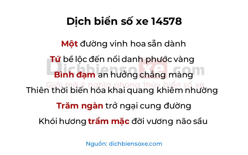 Dịch thơ biển số 14578