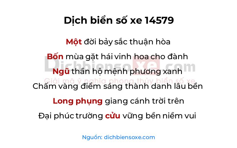 Dịch thơ biển số 14579