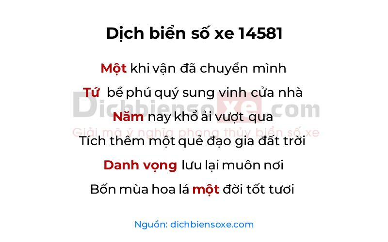 Dịch thơ biển số 14581