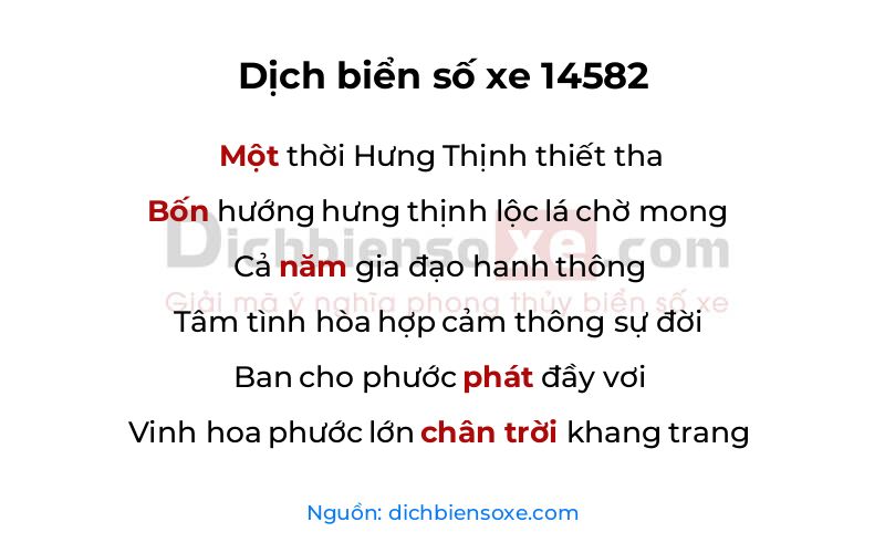 Dịch thơ biển số 14582