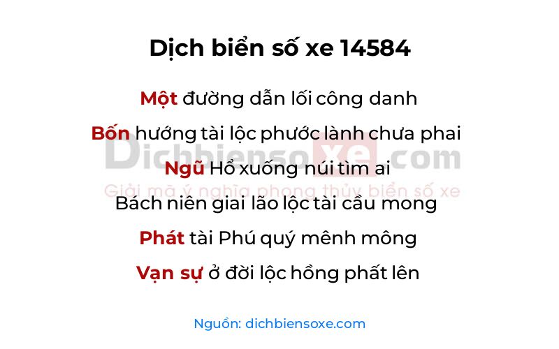 Dịch thơ biển số 14584