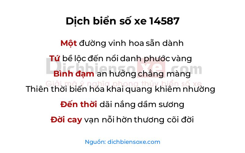 Dịch thơ biển số 14587
