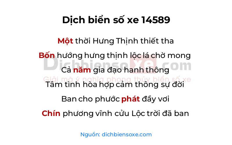 Dịch thơ biển số 14589