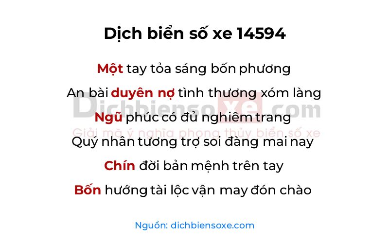 Dịch thơ biển số 14594
