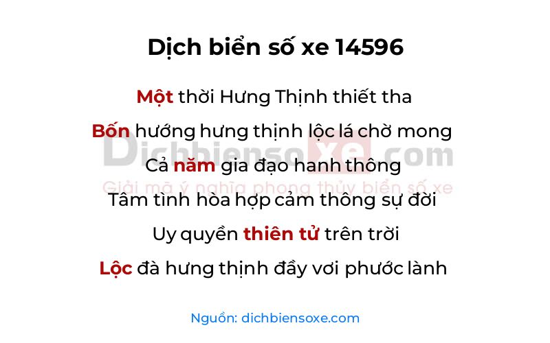 Dịch thơ biển số 14596