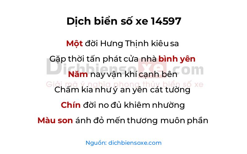 Dịch thơ biển số 14597