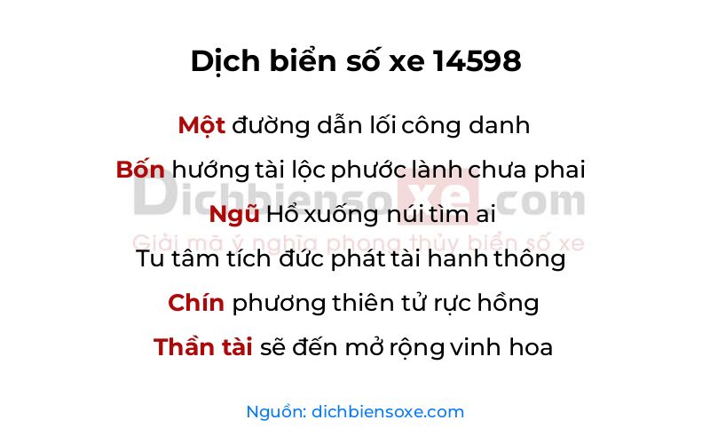 Dịch thơ biển số 14598