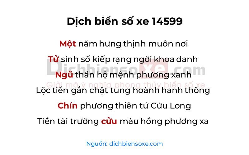 Dịch thơ biển số 14599