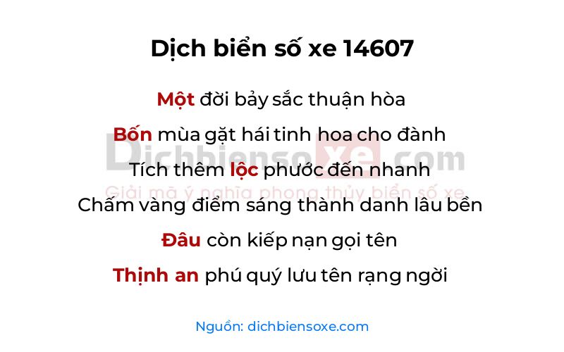Dịch thơ biển số 14607