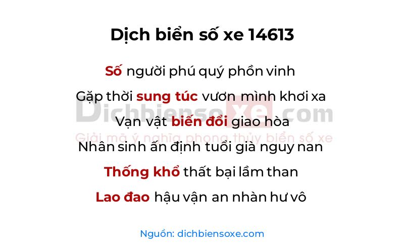 Dịch thơ biển số 14613
