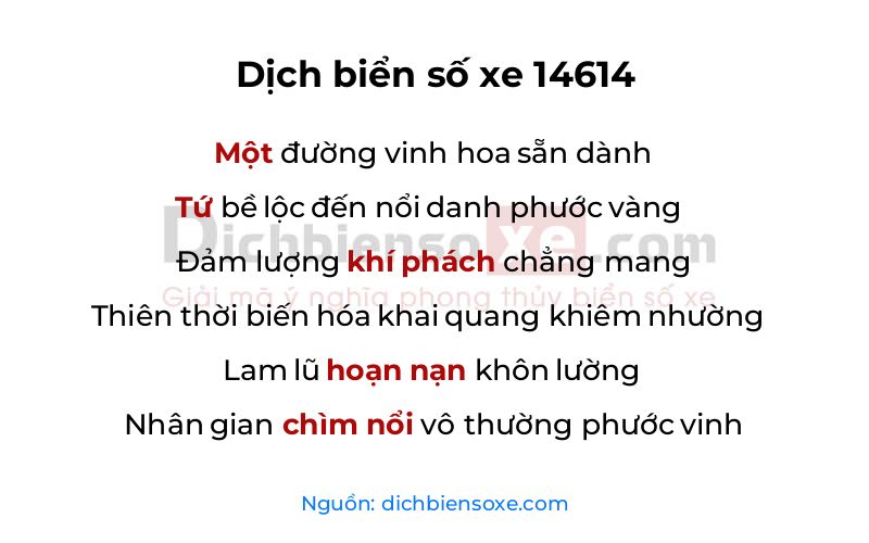Dịch thơ biển số 14614