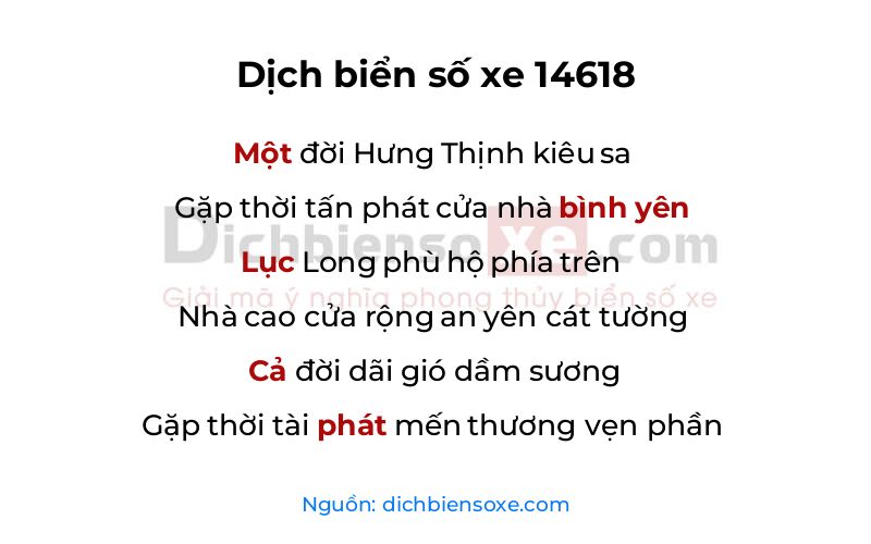 Dịch thơ biển số 14618