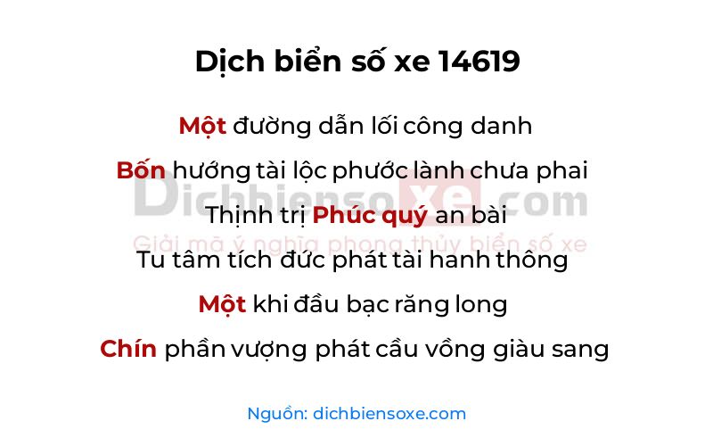 Dịch thơ biển số 14619