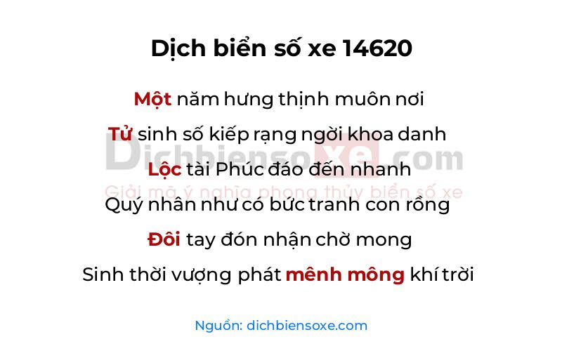 Dịch thơ biển số 14620