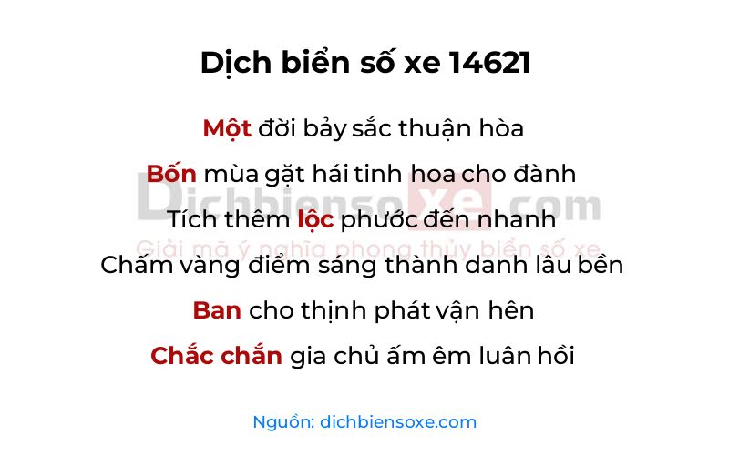 Dịch thơ biển số 14621