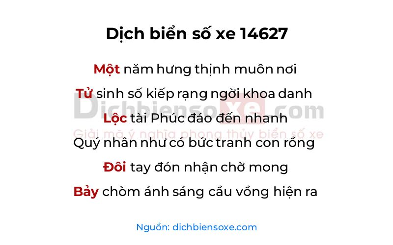 Dịch thơ biển số 14627