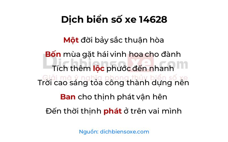 Dịch thơ biển số 14628