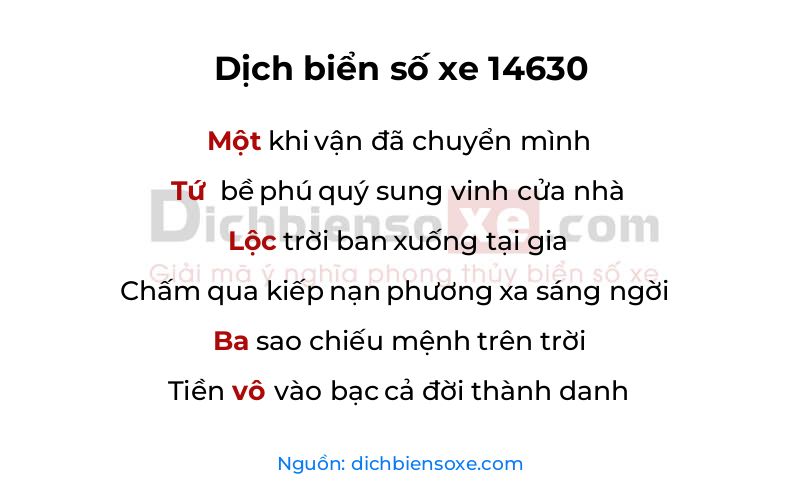 Dịch thơ biển số 14630
