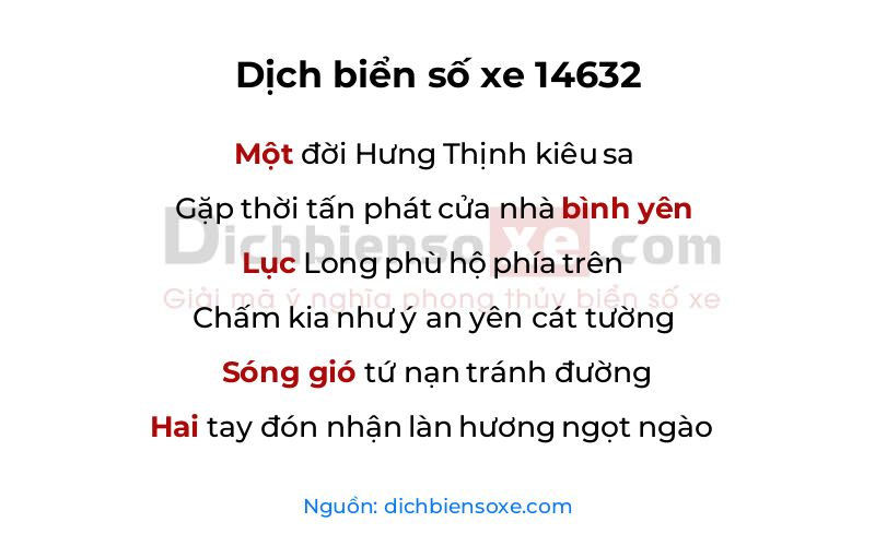 Dịch thơ biển số 14632