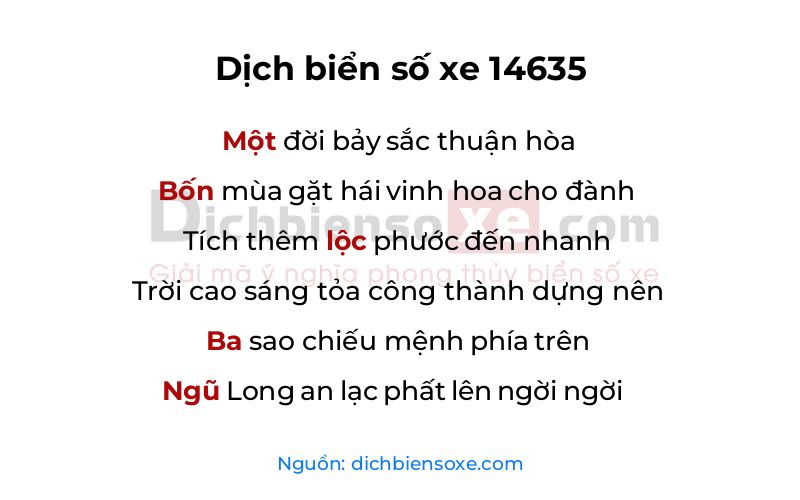 Dịch thơ biển số 14635