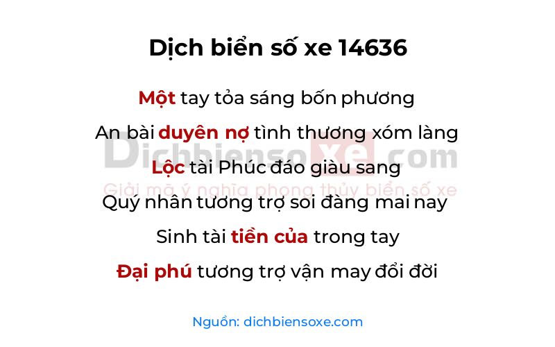 Dịch thơ biển số 14636
