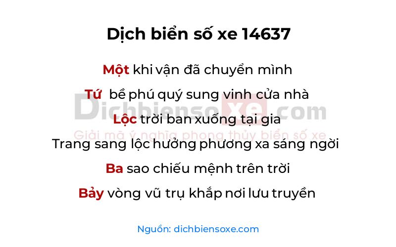Dịch thơ biển số 14637