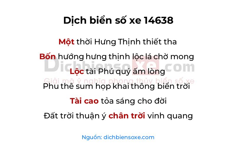 Dịch thơ biển số 14638