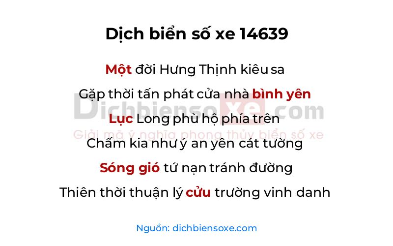 Dịch thơ biển số 14639
