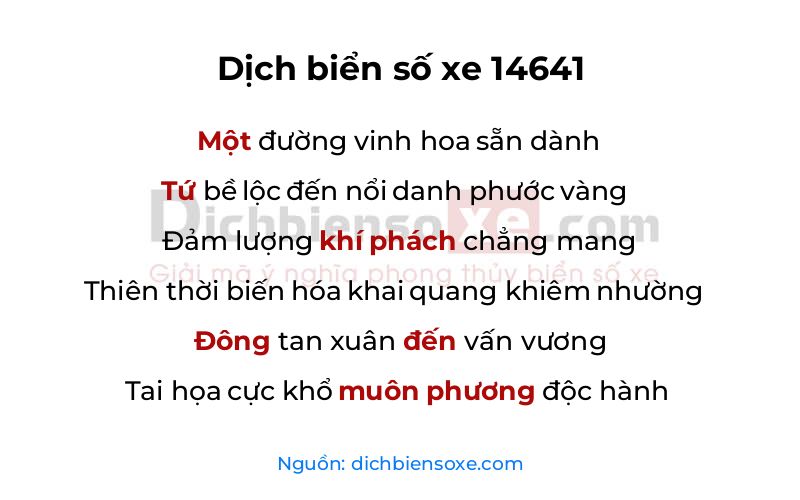 Dịch thơ biển số 14641