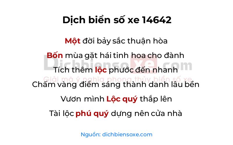 Dịch thơ biển số 14642