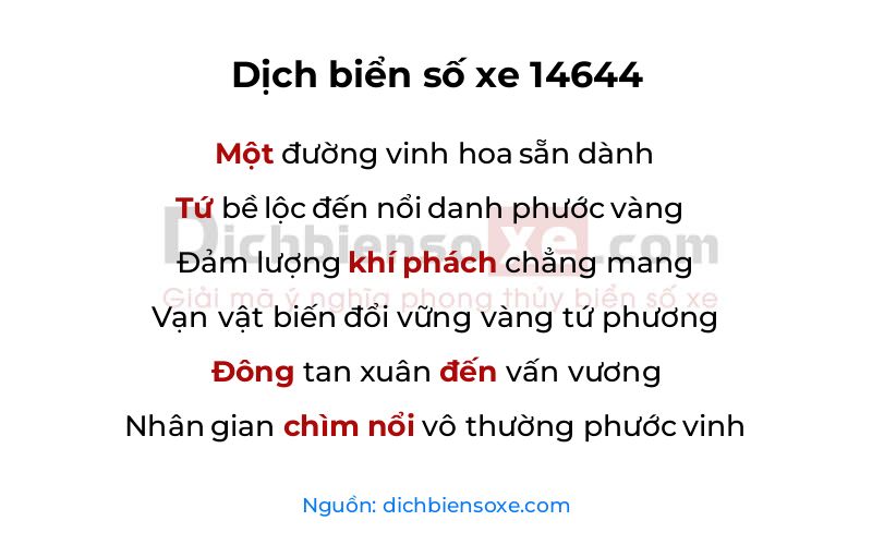 Dịch thơ biển số 14644