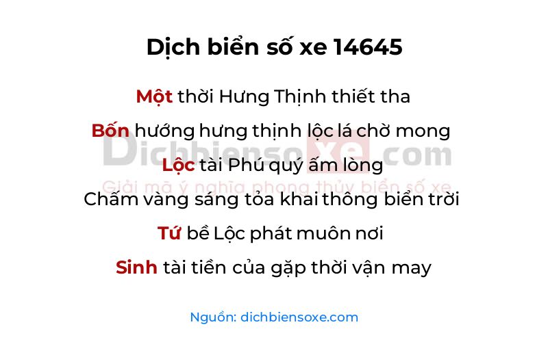 Dịch thơ biển số 14645