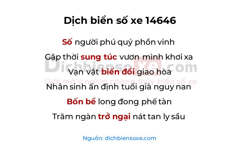 Dịch thơ biển số 14646