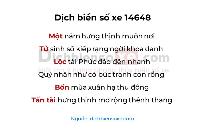 Dịch thơ biển số 14648