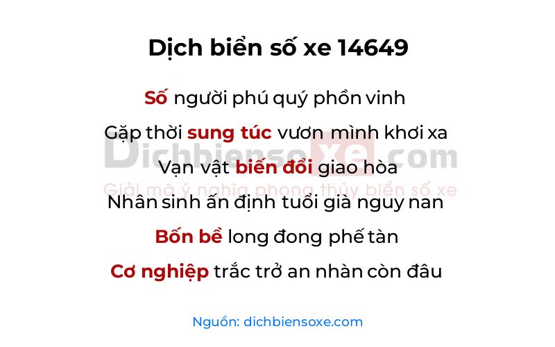 Dịch thơ biển số 14649