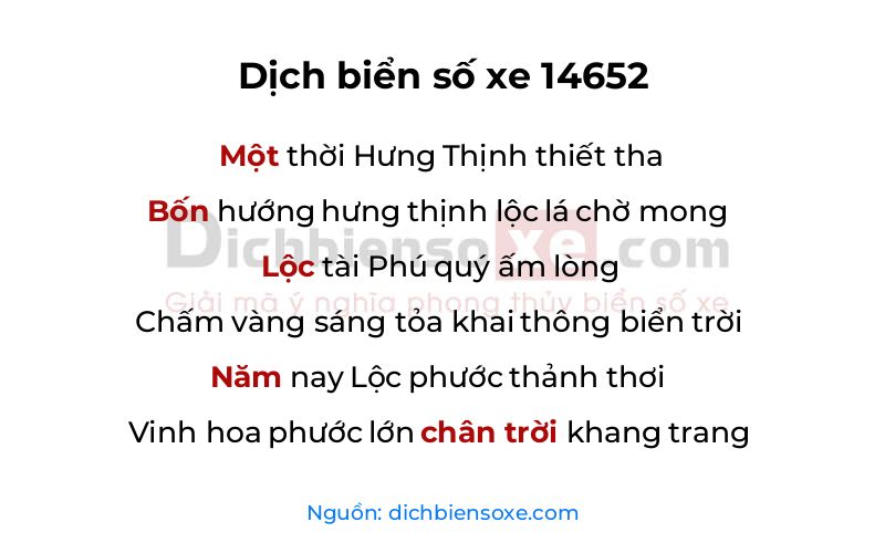 Dịch thơ biển số 14652