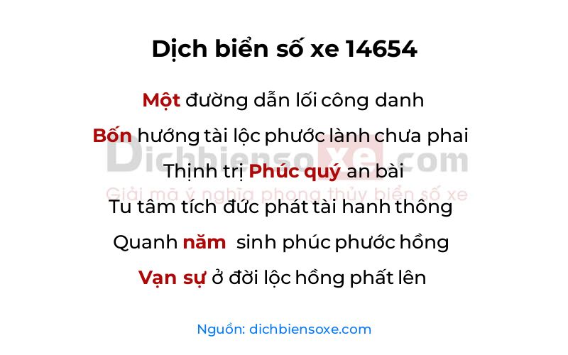 Dịch thơ biển số 14654