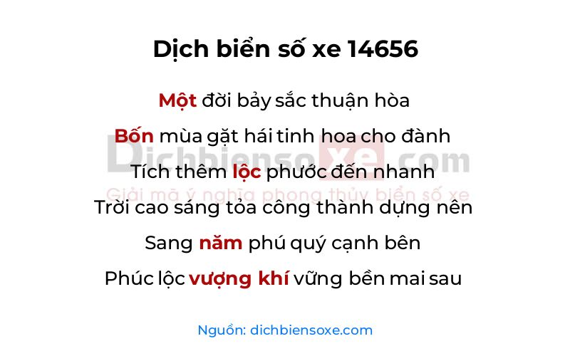Dịch thơ biển số 14656