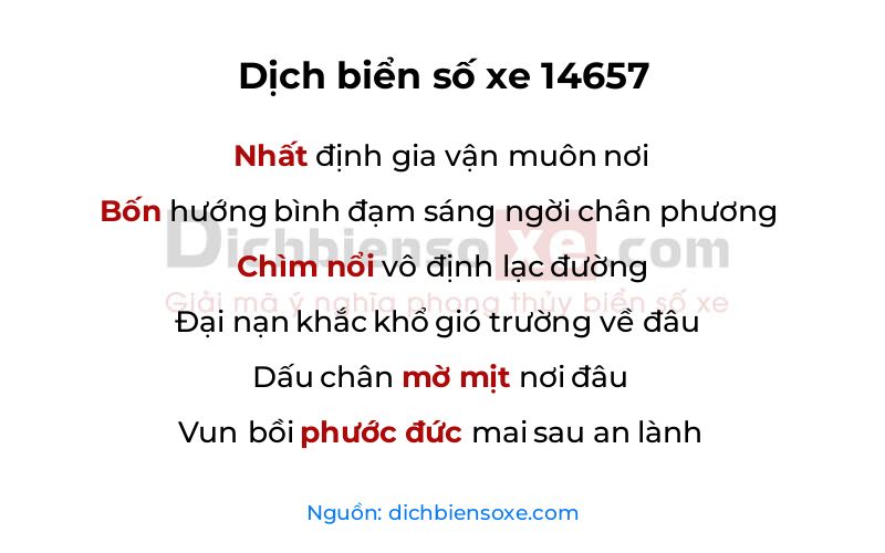 Dịch thơ biển số 14657