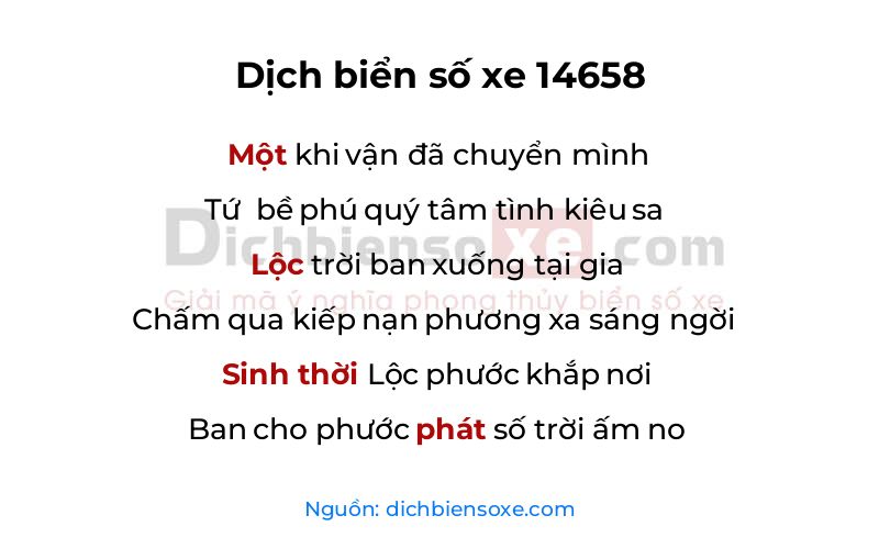 Dịch thơ biển số 14658