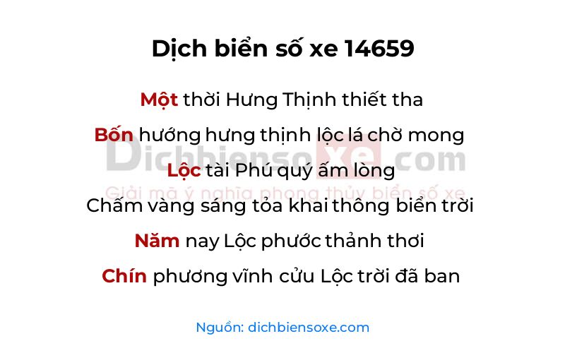 Dịch thơ biển số 14659