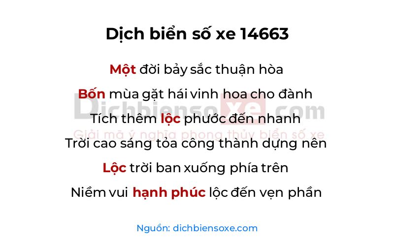 Dịch thơ biển số 14663