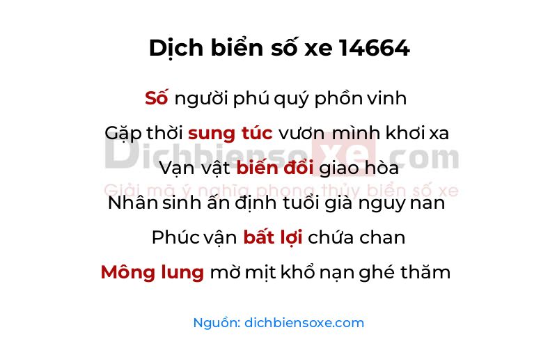 Dịch thơ biển số 14664