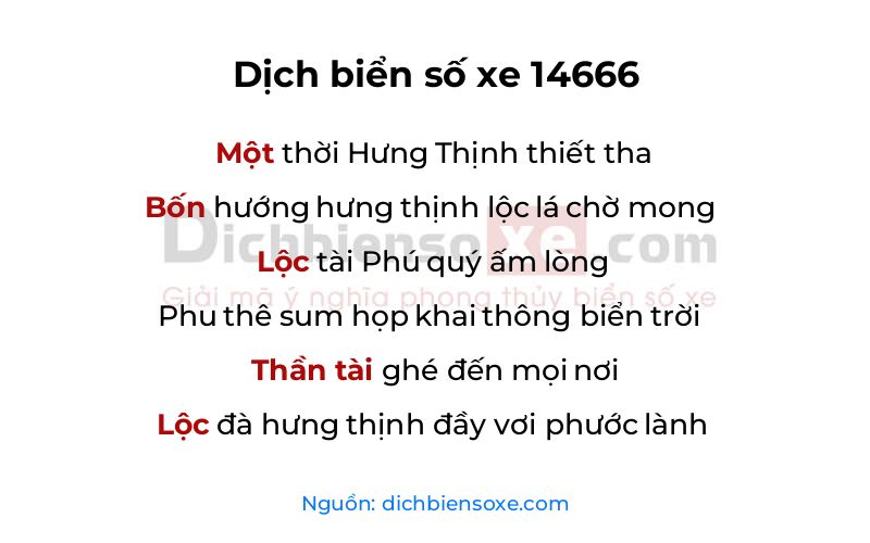 Dịch thơ biển số 14666