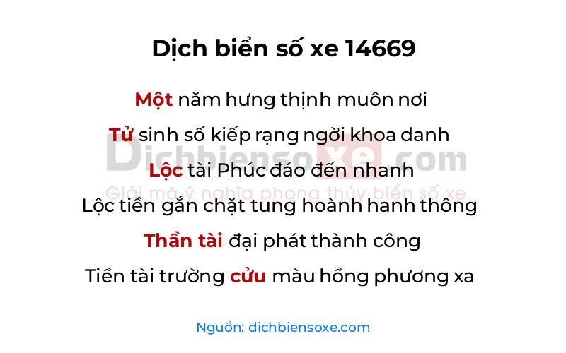 Dịch thơ biển số 14669